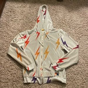 Aviator Nation velvet lightning bolt zip up size M never worn